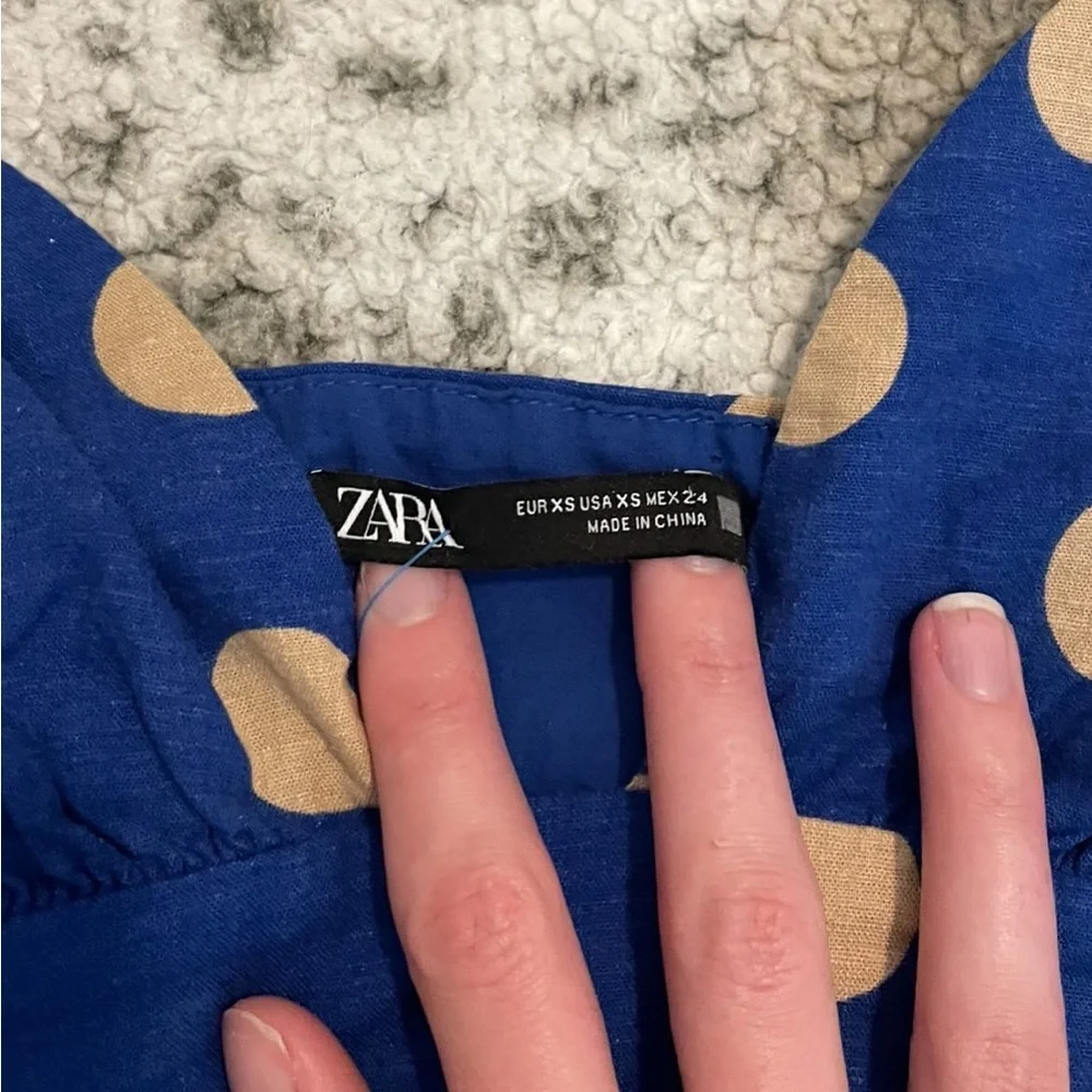 Zara polka dot linen midi dress - Picture 5 of 5